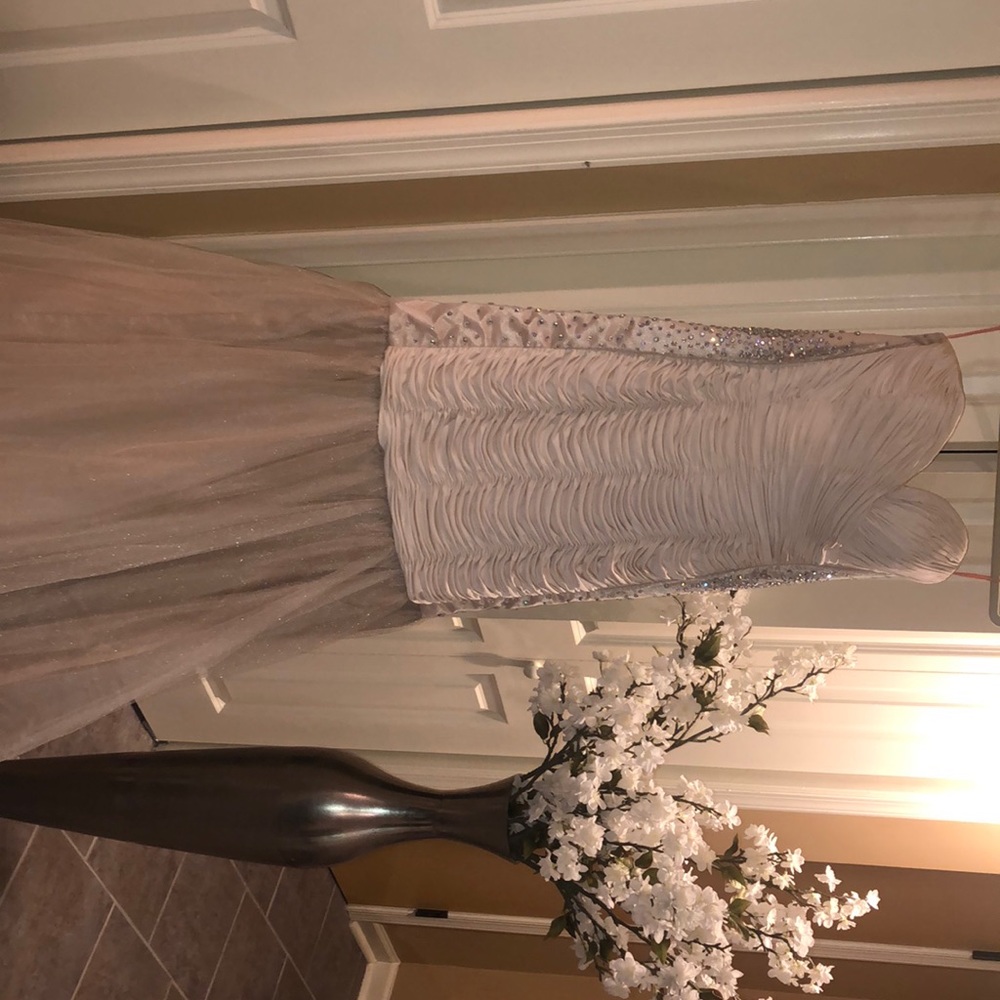 Tony Bowls Custom Beaded Champagne Gown